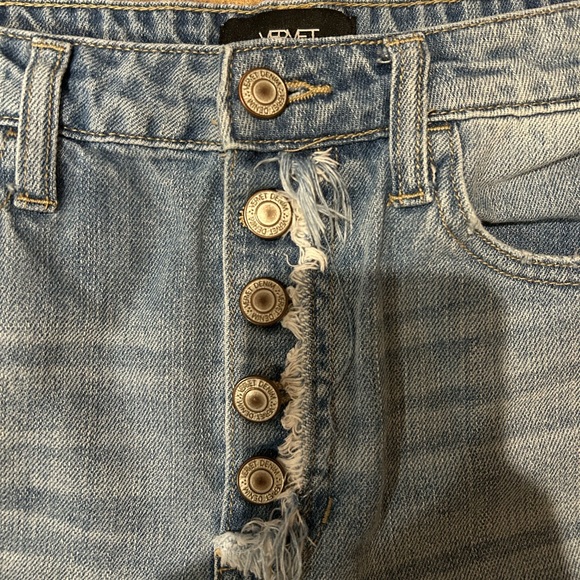 Vervet Distresser High Rise Blue Jean Button Front Mini Skirt - Picture 13 of 14